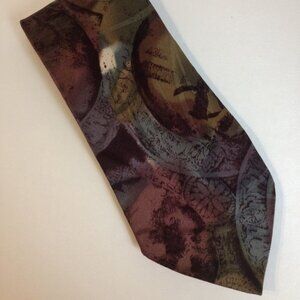Paul Rodon Abstract Neck Tie Hand Made 100% Silk Mens Plum Teal Green Neckwear